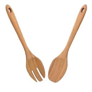 Cuillère Fourchette en bois d'acacia Fourchette à salade fruits Fourchette à dessert Cuillère et fourchette de service à salade - Product Image 6