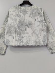 Cotton Quilted Jacket <b>Women</b> Wear Front Open <b>Kimono</b> Stripe Piping Handmade Quilted Jacket Coats New Style Boho Jacket - Product Image 6