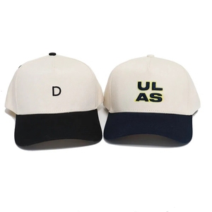 Casquettes de golf personnalisables respirantes bicolores à 5 panneaux avec logo brodé 2D/3D sur mesure et boucle arrière réglable en plastique VN - Product Image 1
