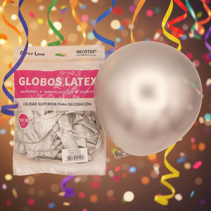 Palloncini in lattice Party Love da 30 cm, argento metallizzato, per decorazioni - Product Image 3