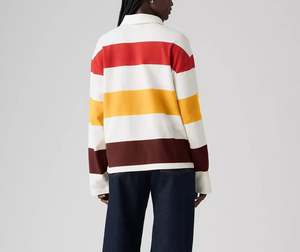 Polo de rugby pour femmes en coton personnalisable en gros, maillot à manches longues, vêtements de football avec motif rayé - Product Image 2