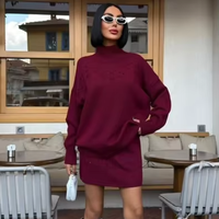 Ensemble deux pièces élégant vintage bordeaux - Tenue coordonnée pour femme de style rétro - Textile turc de haute qualité, mode classique en gros