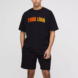 Heavyweight 350GSM 100% Jersey de algodón 2 uds camiseta y conjunto corto para hombres de gran tamaño drop shoulder boxy 2 uds conjunto de hip hop para hombres - Product Image 6