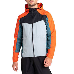 Vente en gros Veste d'extérieur softshell légère et coupe-vent et imperméable avec fermeture à glissière respirante avec logo personnalisé pour équipement de sport - Product Image 1