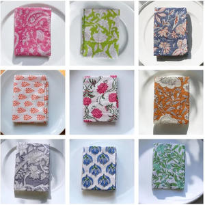 Ensemble de serviettes à fleurs en coton faites à la main-Serviettes en tissu brodées d'Inde pour la maison, les mariages, les banquets et les repas en plein air - Product Image 2