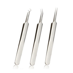 Ensemble de micro-pincettes manuelles en acier inoxydable de précision avec pointes droites/courbes/angulées pour la réparation électronique, les bijoux, l'utilisation chirurgicale - Product Image 1