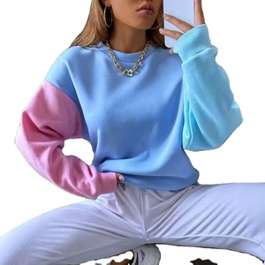 Venta caliente Terry Anti-Shrink Sudadera Mujer Oversized Drop Shoulder Crewneck Color Block Sudadera 2025 - Product Image 3