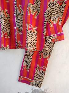 Nuevo traje de noche de algodón con estampado de tigre indio para mujer conjuntos de pijamas casuales con pijama de dama de honor de ropa larga y camisa con bolsa - Product Image 2