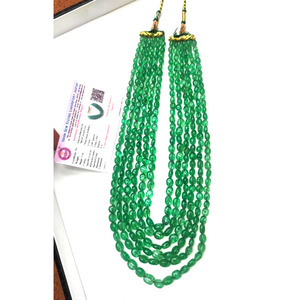 สร้อยคอลูกปัดหินสตรอเบอร์รี่สีเขียวธรรมชาติขนาด6-8มม. ยาว6-8มม. สร้อยคอวินเทจลูกปัด6ชั้น - Product Image 3