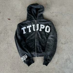 Sudadera con Capucha Extra Grande de Alta Calidad con Bordado de Letras 2025 para Hombre, Ropa Retro Americana, Moda Urbana, Sudadera con Cremallera Unisex - Product Image 5