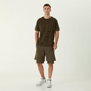 กางเกงขาสั้นซับเหงื่อผ้าฟลีซสำหรับผู้ชายกางเกงขาสั้นผ้าคอตตอนแบบมีเอวยางยืดออกแบบได้ตามต้องการลาย100% - Product Image 1