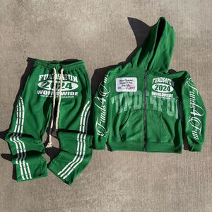 Conjunto Deportivo Personalizado de Alta Calidad, Sudadera con Capucha y Pantalones Deportivos Holgados, Gruesos, con Cierre, Estilo Desteñido por el Sol, para Hombre - Product Image 1