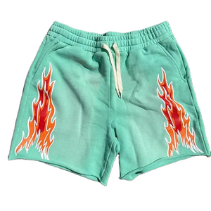 Haute qualité impression personnalisée coton surdimensionné éponge hommes Shorts Vintage lavé à l'acide en détresse bord coupé séchage rapide haute rue - Product Image 1