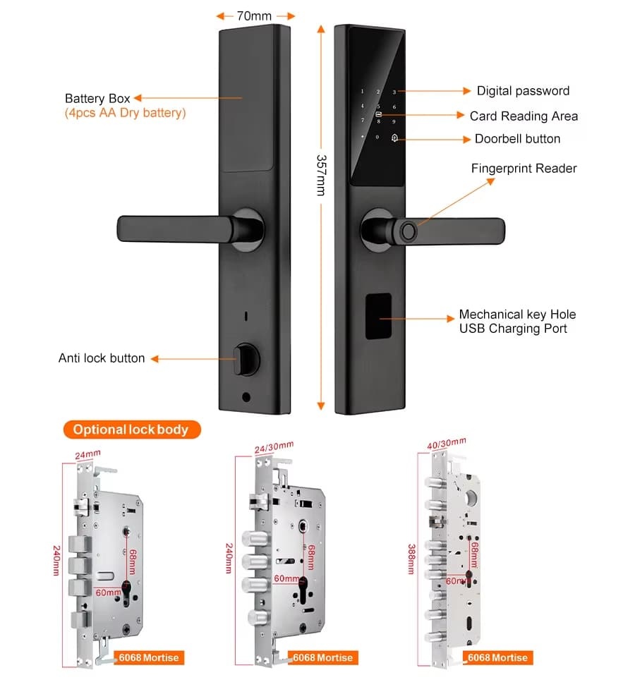 New Arrival High Quality Smart Digital Fingerprint Door Lock with Cloud Storage Wi-Fi Enabled Tuya App Control · image 3