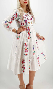 Robes brodées à manches longues en coton de créateur, vêtements décontractés tendance, robe bohème - Product Image 2