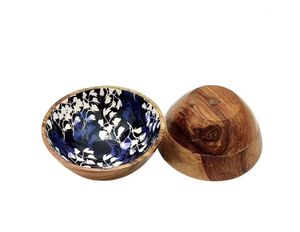 Bol en bois de manguier naturel sculpté pour salades de fruits Soupe de pâtes pop-corn Table à manger en bois rustique faite à la main Ensemble de plats de service - Product Image 4