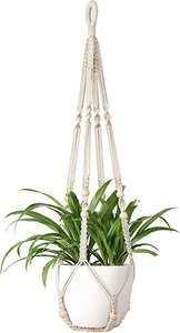 Chic fait à la main en macramé plante cintre support tissé coton décoratif suspendu jardinière pour balcon salon ou chambre - Product Image 3