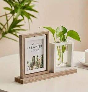 Creativo marco de fotos rectangular giratorio de doble cara florero de planta y Marco de pie de mesa de escritorio flotante para decoración del hogar - Product Image 1