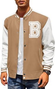 Veste universitaire légère en laine mélangée pour hommes, bombardier de baseball d'hiver avec décoration en fourrure de mouton, style Letterman tricoté - Product Image 5