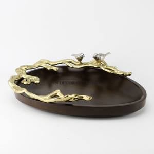 Support en métal de qualité supérieure plaqué or de haute qualité et plaque de chocolat en marbre de couleur blanche de l'Inde - Product Image 6