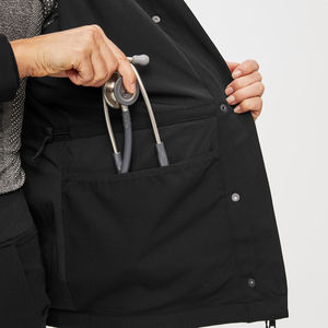 Veste de gommage pour infirmières hospitalières de haute qualité Style survêtement confortable col côtelé élégant en Spandex pour uniformes professionnels - Product Image 2