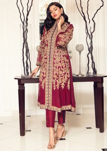 NOUVEAU-TENDANCE ET BELLE BRODERIE INDIENNE/PAKISTANÉE LOURDE SUR LA ROBE LONGUE KURTA ET PANTALON POUR LA ROBE-robe de fête pour la fête/mariage = 2023 - Product Image 2