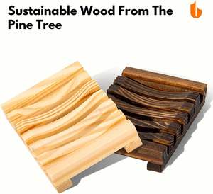Jabonera de madera Natural, soporte de ahorro de jabón, bandeja de jabón para baño, biodegradable, sin residuos de plástico, sin carbón - Product Image 5
