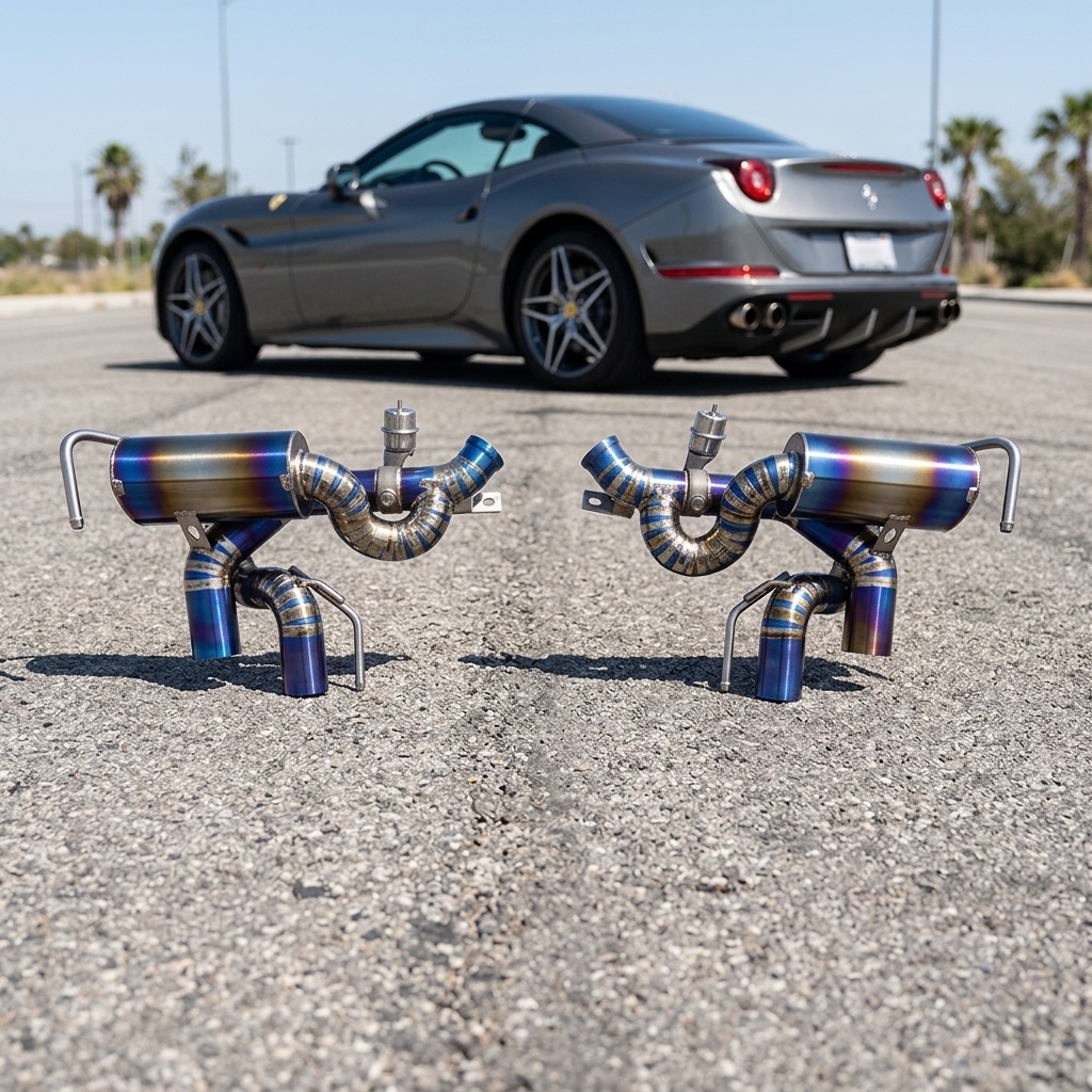 VantaFlow Titanium Blue Burnt Axle Back Exhaust System for Ferrari California T V8 3.9T 2014-2018 With Vacuum Valve