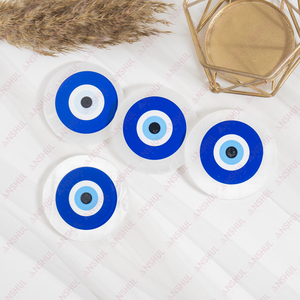 Precio de Fábrica, Calidad AAA, Placa Redonda de Cristal de Selenita de 3 Pulgadas con Ojo Turco para Meditación y Limpieza Energética, Anshul Impex - Product Image 3