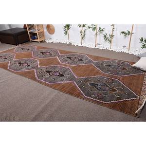 Traditional <b>Brown</b> Gray 4.7 X 12.7ft <b>Wool</b> Vintage Turkish Rug Patchwork Pattern Hallway Rectangle Design for Teen Living Latex - Product Image 3