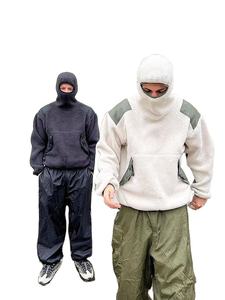 Heavyweight Fluffy Fleece Thick Warm Hoodies Custom Pockets <b>Sherpa</b> Masked Winter Street Wear Oversize Full Face Pullover Hoodies - Product Image 3