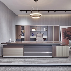Modern Wooden Executive Office <b>Desk</b> Extendable I Shaped Director Manager <b>Large</b> Computer Table Easy Assembly Office Furniture - Product Image 4
