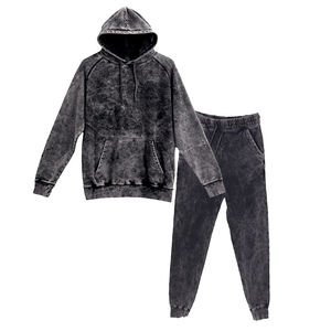 400GSM Hot New Double Layer Distress Panel <b>Work</b> Hoodie <b>Pants</b> Tracksuit Sweat Suits Men's Acid Wash Logo Zipper Winter XXL - Product Image 2