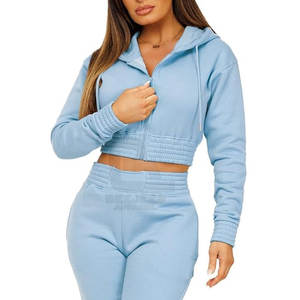 Adultos Ropa al aire libre Mujeres Crop Top Track Suits Set Transpirable Alta calidad Hecho Mujeres Crop Top Track Suits Set - Product Image 6