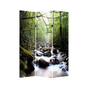 Paravent pliant en toile double face Green Forest Stream - Product Image 5