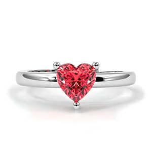NOVAMART Fine Platinum Rhodium-Plated Heart <b>Ring</b> with <b>Emerald</b> Cut Diamond for Engagement-Zarkan 925 Sterling <b>Silver</b> Fine Jewelry - Product Image 1