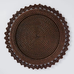 Sous-plat rond en rotin tissé à la main de haute qualité, multifonctionnel, isolant thermique pour casseroles chaudes et chauffe-bougie - Product Image 1