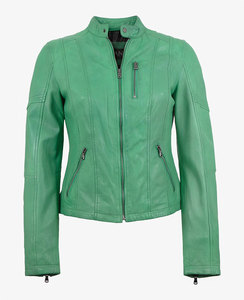 เสื้อแจ็คเก็ตหนังแกะแท้สีดำ ดีไซน์สบายสไตล์บอมเบอร์ แต่งขนที่ปก ระบายอากาศได้ดี ราคาขายส่ง - Product Image 1