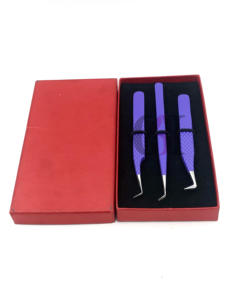 Meilleur 45 degrés pourpre poudre revêtement pince à épiler extension de cils 45 degrés droite en acier inoxydable Logo personnalisé Instrument de beauté - Product Image 6