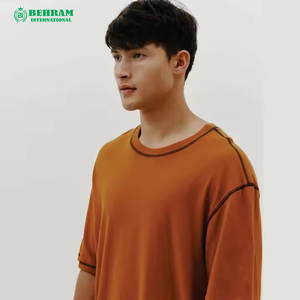 Camiseta de Cuello Redondo para Hombre, 100% Algodón, con Logotipo Personalizado, Cuello con Costuras en Contraste, Corte Holgado, Ecológica, con Descuento - Product Image 5