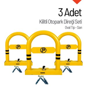 Poste de estacionamiento bloqueable de 50 cm y barrera plegable tipo U de acero para estacionamiento de coches (3 piezas) - Product Image 1