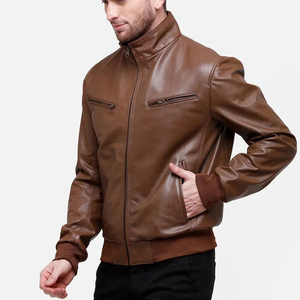 Chaqueta de Cuero para Hombre con Cremallera Completa, Estilo Motociclista, Moda de Invierno, Venta al por Mayor - Product Image 1