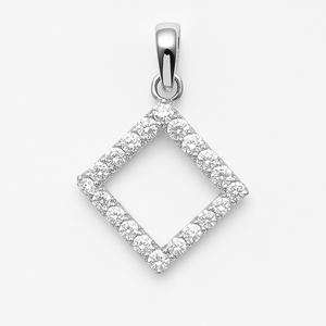 Pendentif carré en argent sterling fin plaqué rhodium, design minimaliste, zircon, breloques pour femmes, cadeaux, occasions, Rhaya 1,2 g - Product Image 1