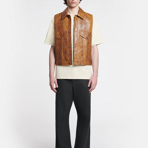 Chaleco Largo de Invierno a Cuadros para Hombre, Personalizado, de Secado Rápido, con Cuello en V, Bordado 3D, Transpirable, Estilo Urbano, 2024 - Product Image 2