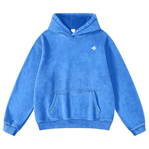 Fabricant de vêtements personnalisé 100% coton lourd délavé à l'acide Boxy Fit Pullover Distressed Embroidery Sun Faded Hoodie - Product Image 1