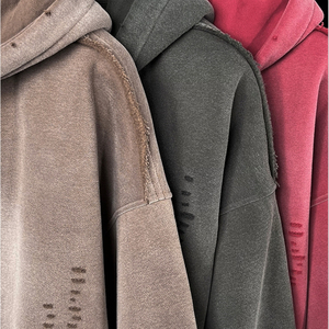 เสื้อฮู้ดแบบมีซิปผ้าฟลีซสำหรับผู้ชายและผู้หญิงเสื้อครอปแบบ500GSM ออกแดดซีดจาง - Product Image 6