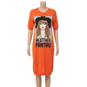 Vestidos Casuales Transpirables de Punto, Estampados por Transferencia de Calor, Tela Suave y Ligera, Ropa Cómoda para Uso Diario - Product Image 4