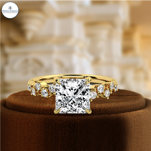 Bague de fiançailles en diamant de laboratoire Hidden Halo 1CT taille princesse, diamant certifié IGI, bague en or 14 carats, cadeau d'anniversaire pour elle - Product Image 2