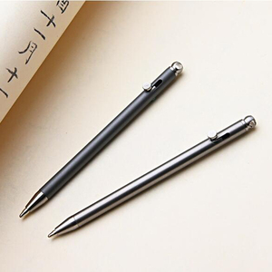 Stylo à bille à encre noire NM-072, fabricant, action par culbuteur, titane, 84 mm, fin, 0,7 mm, avec logo personnalisé pour souvenirs et coffrets cadeaux - Product Image 4