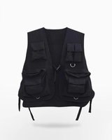Gilet de pêcheur multi-poches avec logo de dessin animé Gilet pour pêche, randonnée, journaliste, photographie, camping, safari, hommes